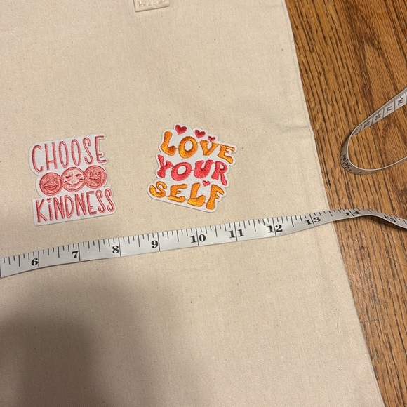 Canvas Tote Bag with Inspirational Patches - Picture 3 of 8